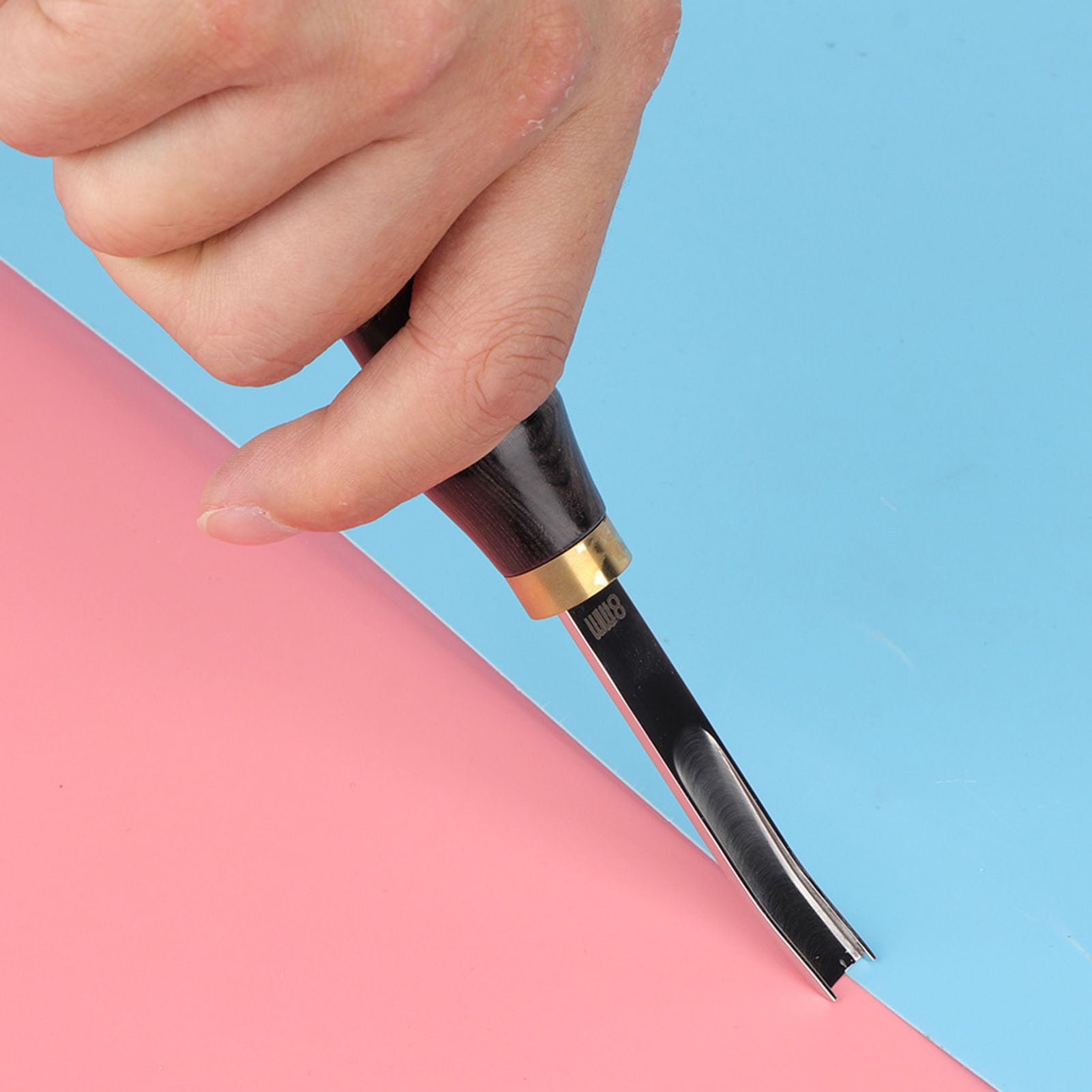 Edge Beveler Leather Edge Skiving Beveler Leather Wood Handle Craft Edge Cutting Tool, 4mm/6mm/8mm/10mm Optional(8mm