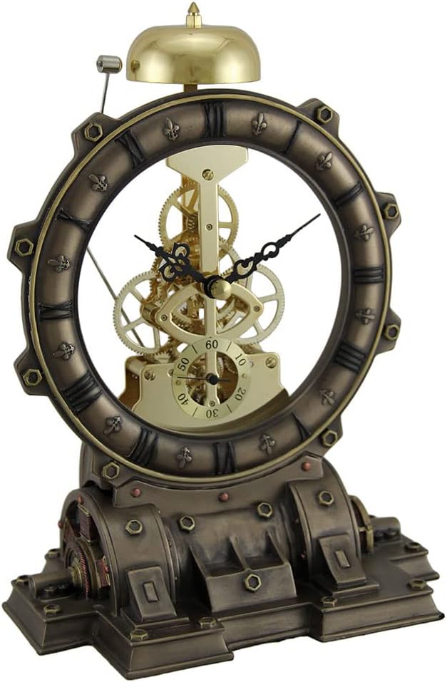 Veronese Design Time's Gate Metallized Steampunk Generator Desktop Striking Clock