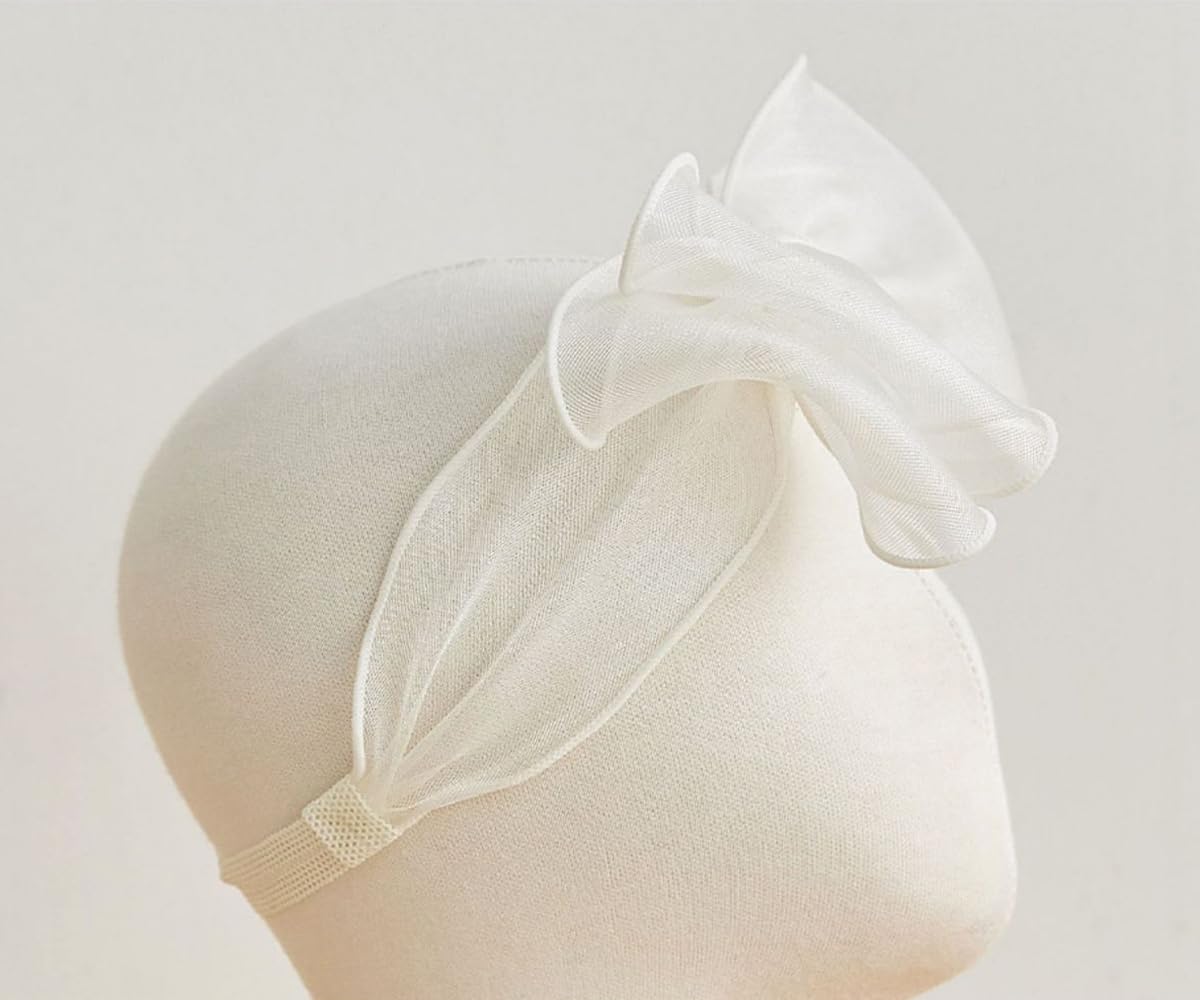 Baby Girls Lace Bow Headband Cute Chiffon Bow-Knot Toddler Hairband Elastic Soft Lace Infants Birthday Party Hair Accessories (White-1, One size) - Image 3