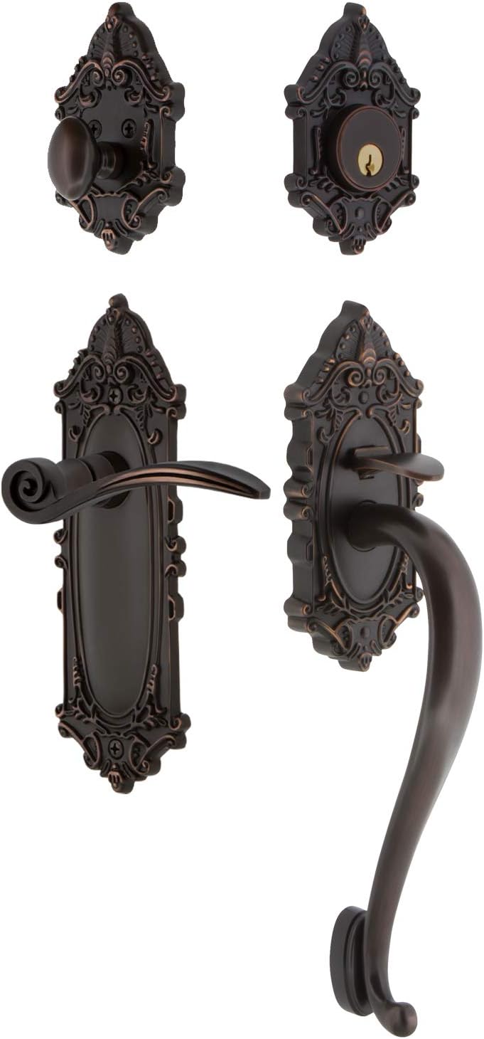 Nostalgic Warehouse Victorian Plate S Grip Entry Set Swan Lever in Antique Pewter
