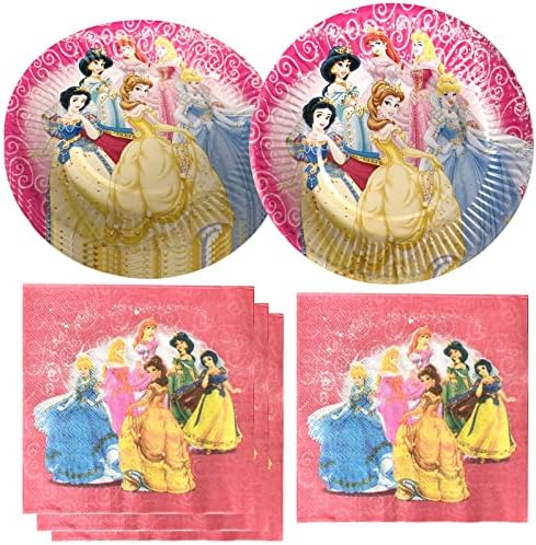 Party Supplies for Disney Princess, 20 Plates and 20 Napkins, for Princess Theme Birthday Party Decorations