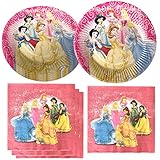 Party Supplies for Disney Princess, 20 Plates and 20 Napkins, for Princess Theme Birthday Party Deco
