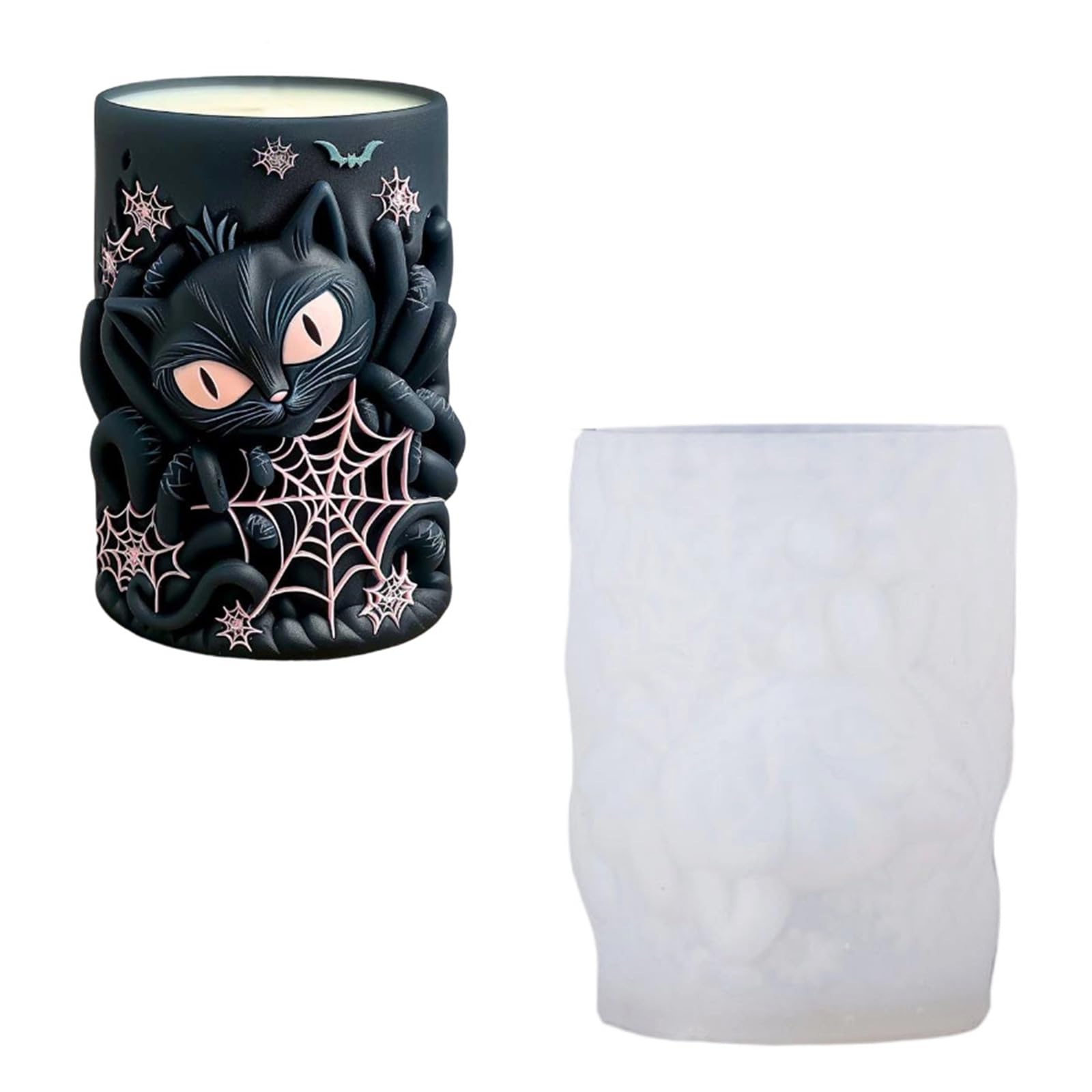 our fave Food Grade Silicones Mold with Intricate Spiderweb and Cats Pattern for Artistic Creation Aromatherapies Making Making Silicones Mold