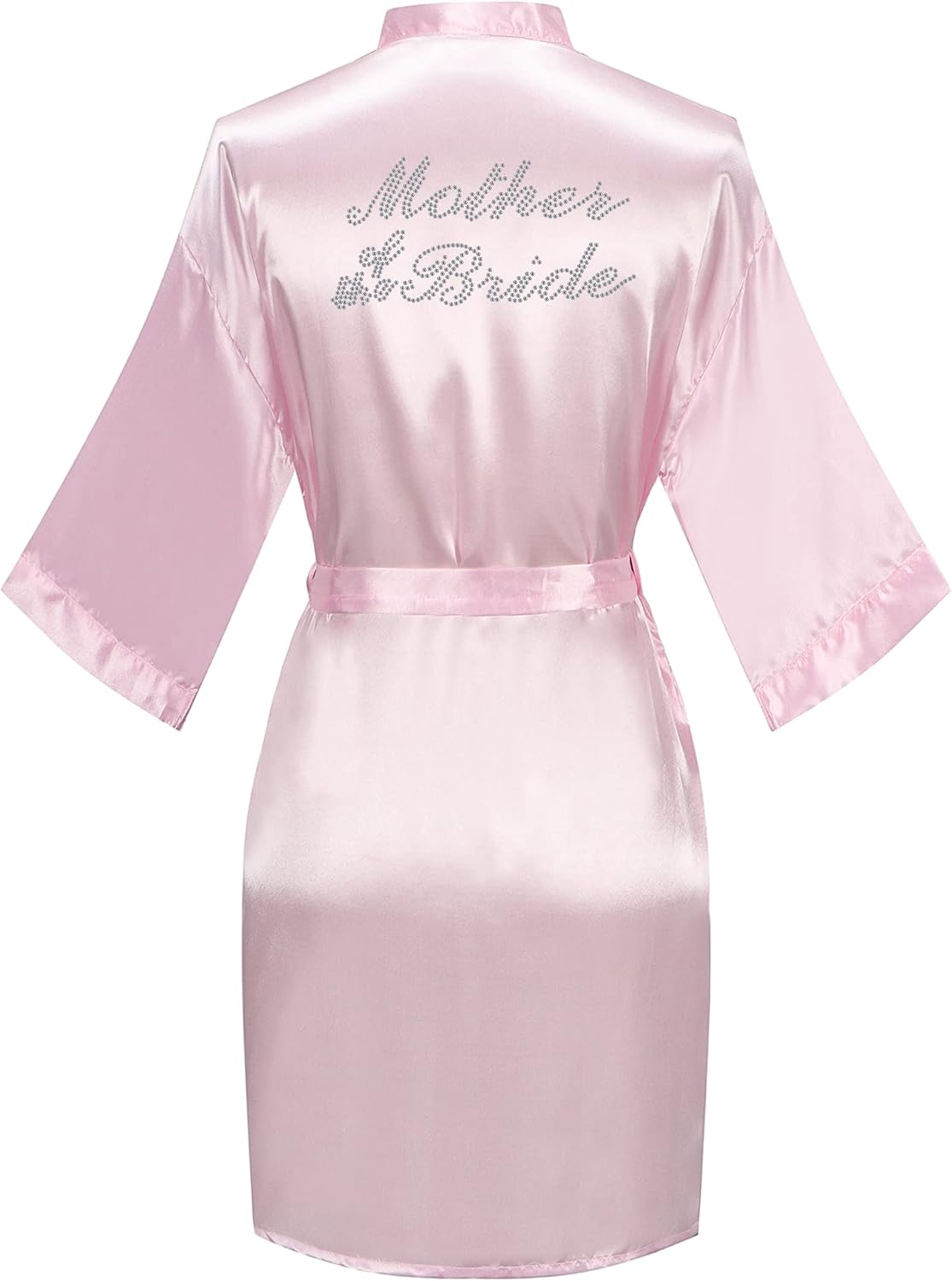 goodmansam Women's Satin Kimono Robe with Silver Rhinestones Bride Bridesmaid Robes for Wedding Party Robe Getting Ready