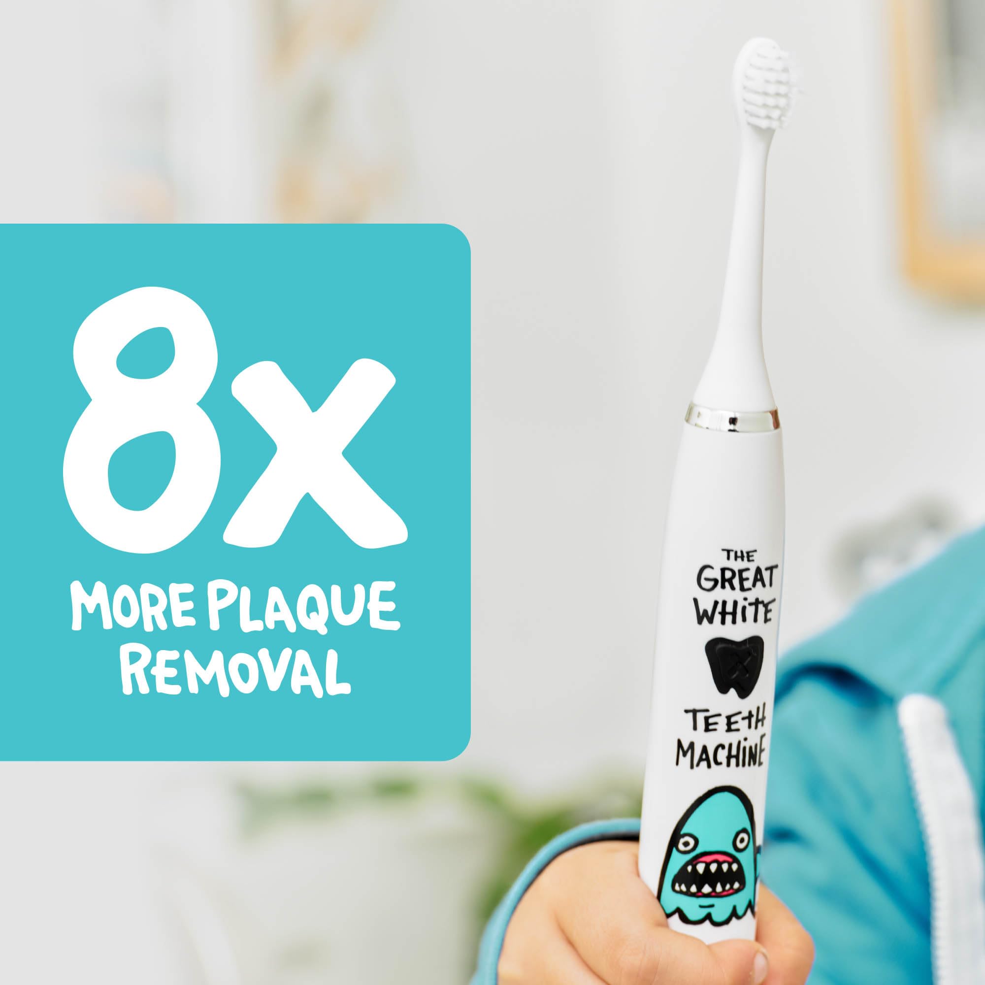 Made by Dentists Spazzolino elettrico per bambini – Spazzolino vibrante ricaricabile con timer, include 6 testine di ricambio, pulisce delicatamente i piccoli denti, per ragazze e ragazzi, bambini e