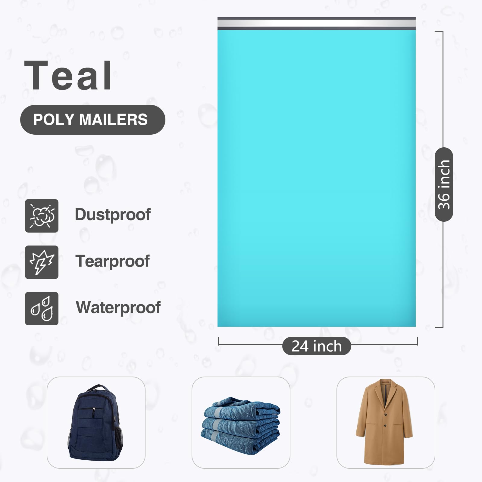 UCGOU 24 x 36 cali turkusowe torby wysyłkowe Poly Mailers 50 szt