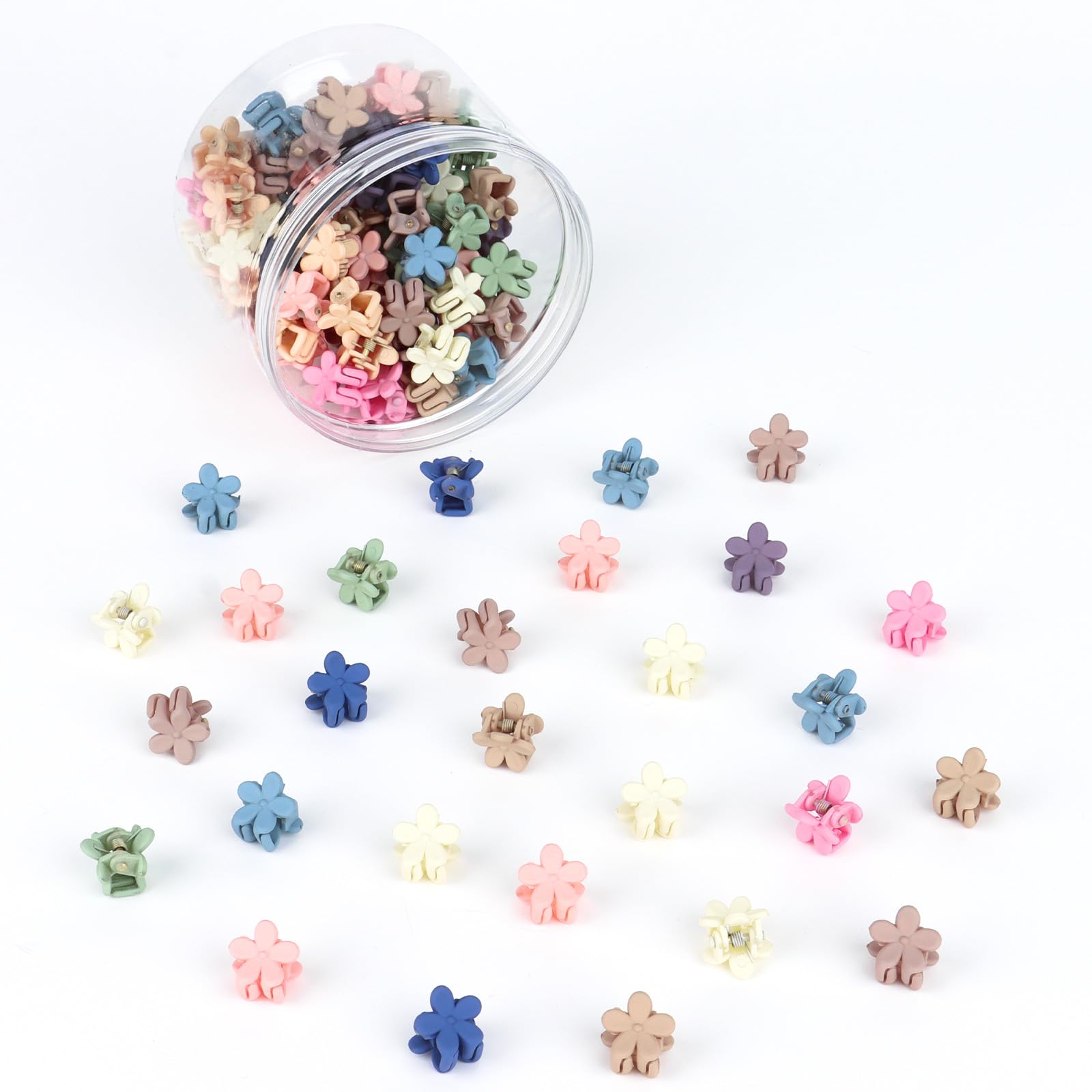 YISSION 100 Pcs Mini Flower Hair Clips for Girls Women Small Flower Claw Clips for Thin Thick Hair Tiny Hair Clips with Box Package Flower Hair