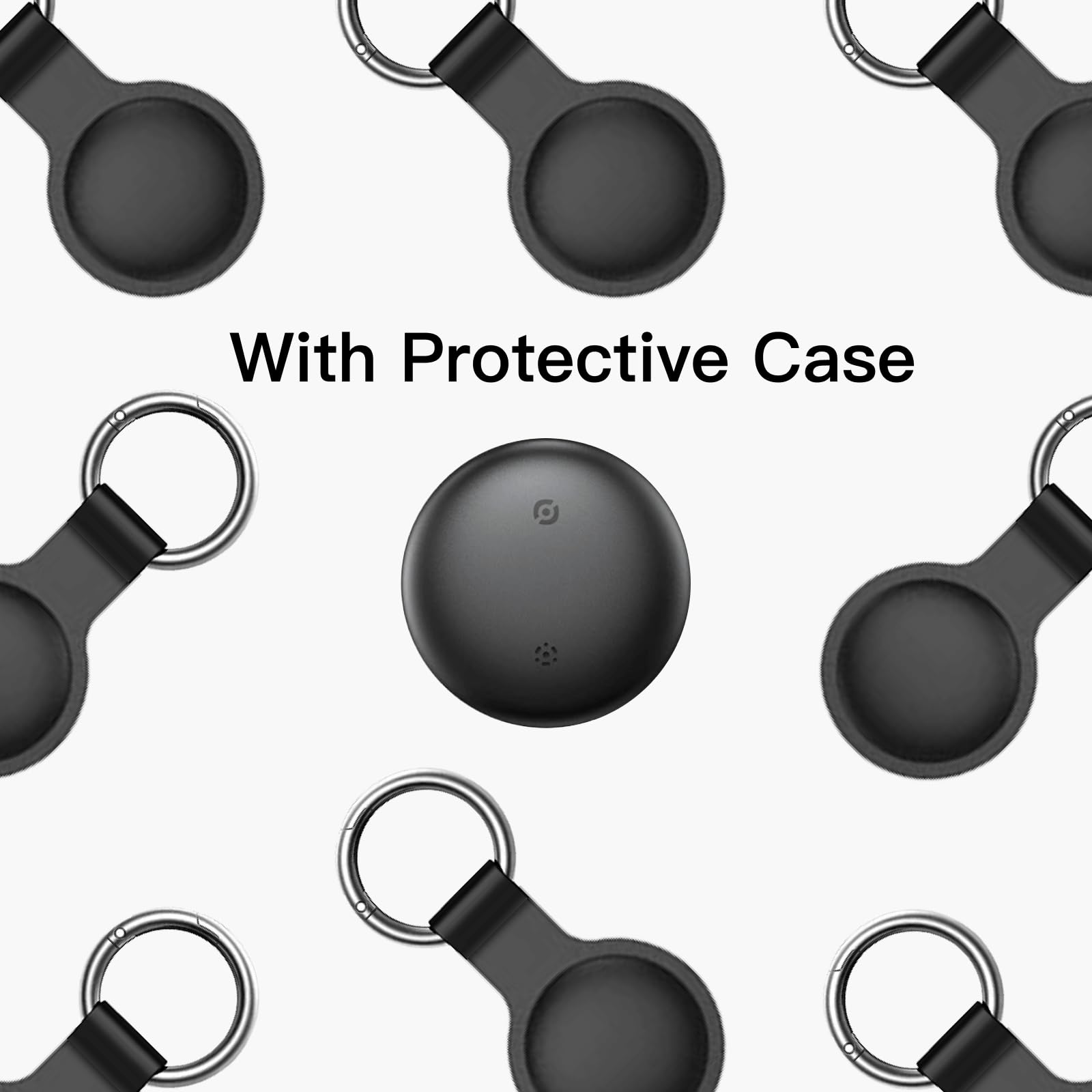 RAINDROPS Smart Tag 2025 Tracker iOS, Bluetooth Item Finder funziona con Apple Find My, Trakcer Tag Locator per chiavi, bagagli, zaini, animali domestici (solo iOS, nero, confezione da 4)
