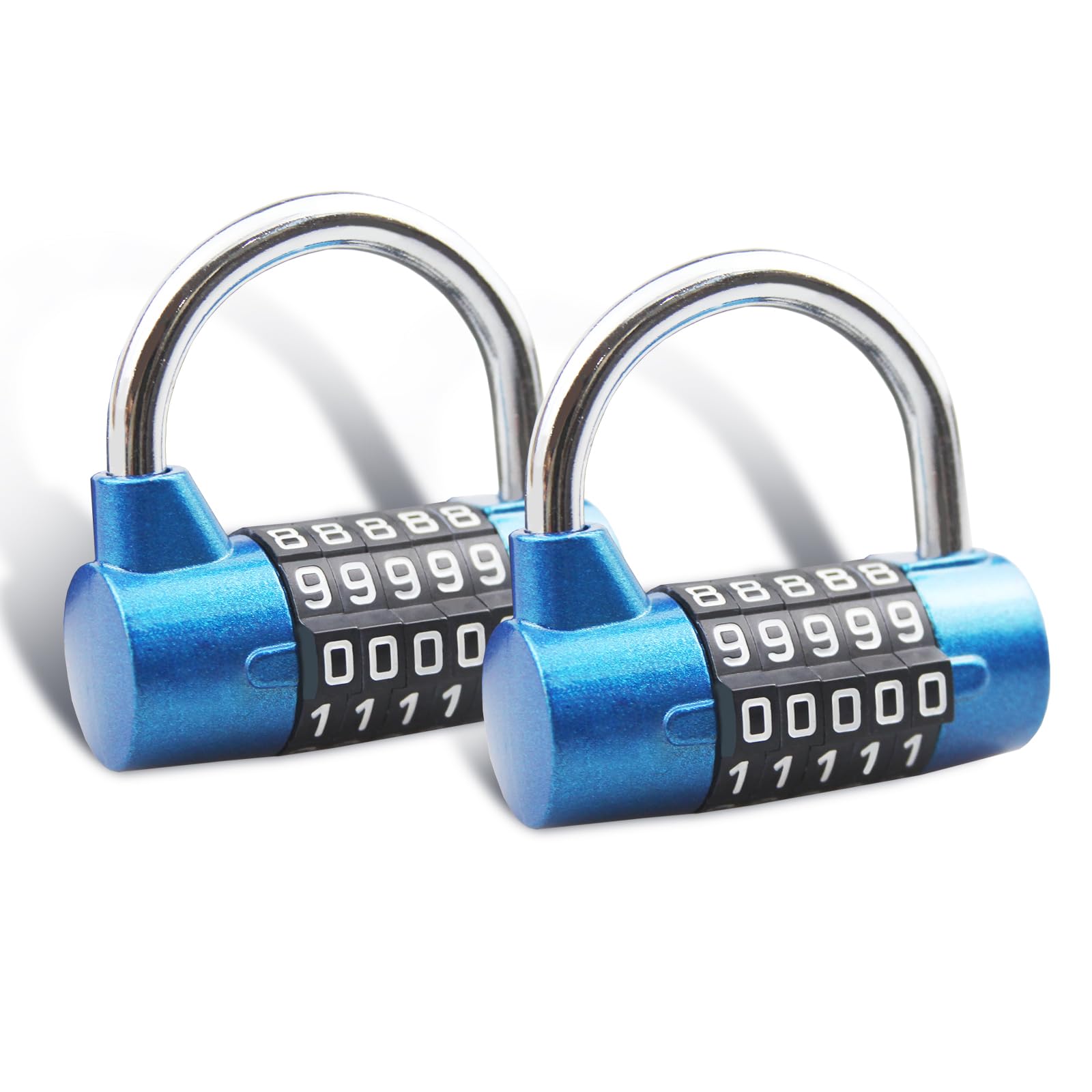 SISAV 5 Digit Combination Lock,Gym Padlock,Replaceable Combination Lock,Suitable for School Lockers,Tool Boxes,Fences,Blue(2 Pack)