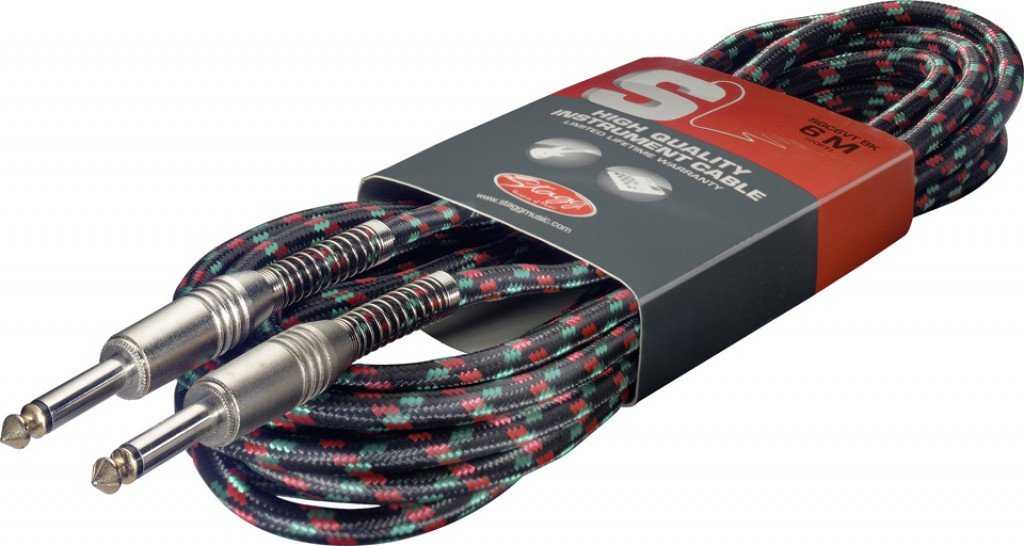 Stagg 20ft. S-Series, phone-plug/phone-plug, Vintage Tweed Instrument cable