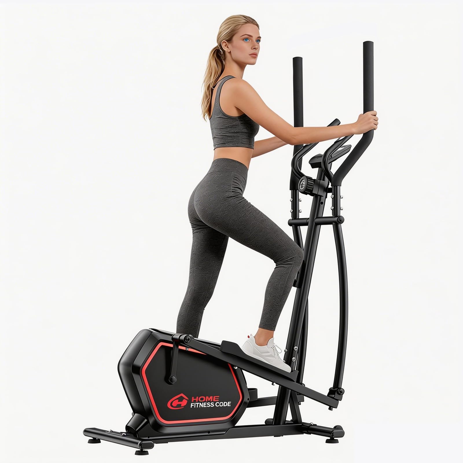 Vélo elliptique magnétique Compact pour la Maison, résistance à 16 Niveaux avec Moniteur de pouls, écran LCD, Design Ultra Silencieux de 30 DB, capacité de Charge de 150 kg