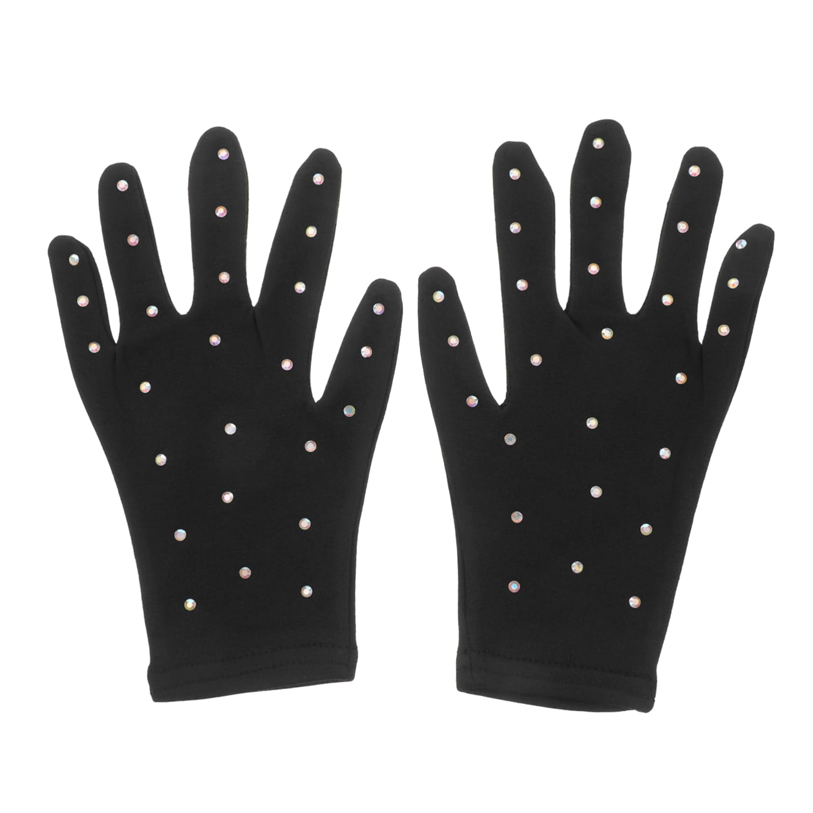 Kisangel Guantes de Patinaje Guantes Brillantes revestimientos de Guantes Patines de Hielo Guantes de Agarre Suministros de Rendimiento Guantes de Fiesta niña Licra Black