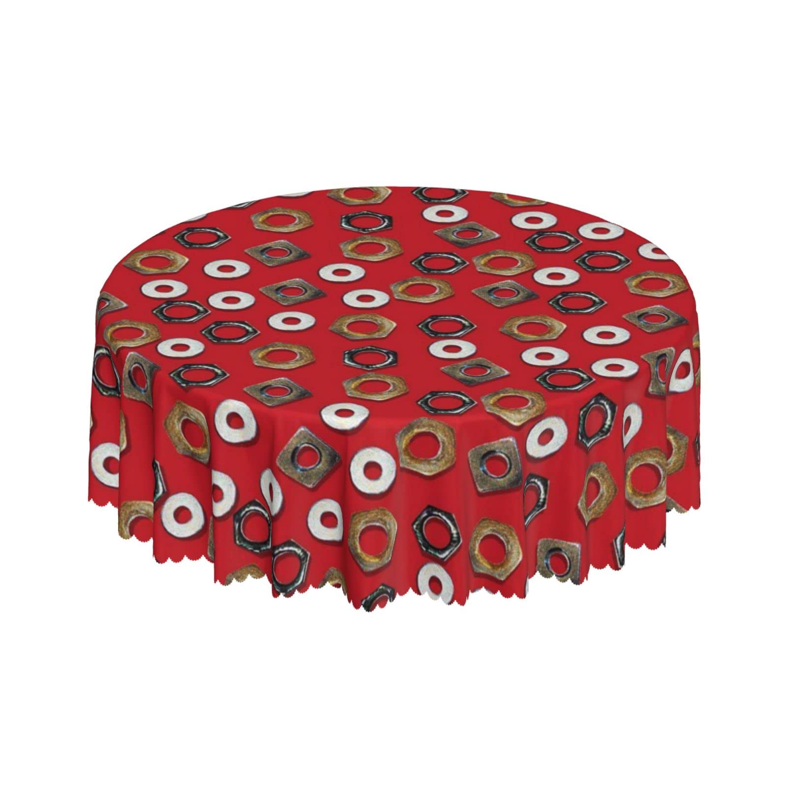 Lsjuee Red Nuts Round Tablecloth 60 Inch Printed Washable Tablecloth for Dining Party Holiday Fall Home Decorative