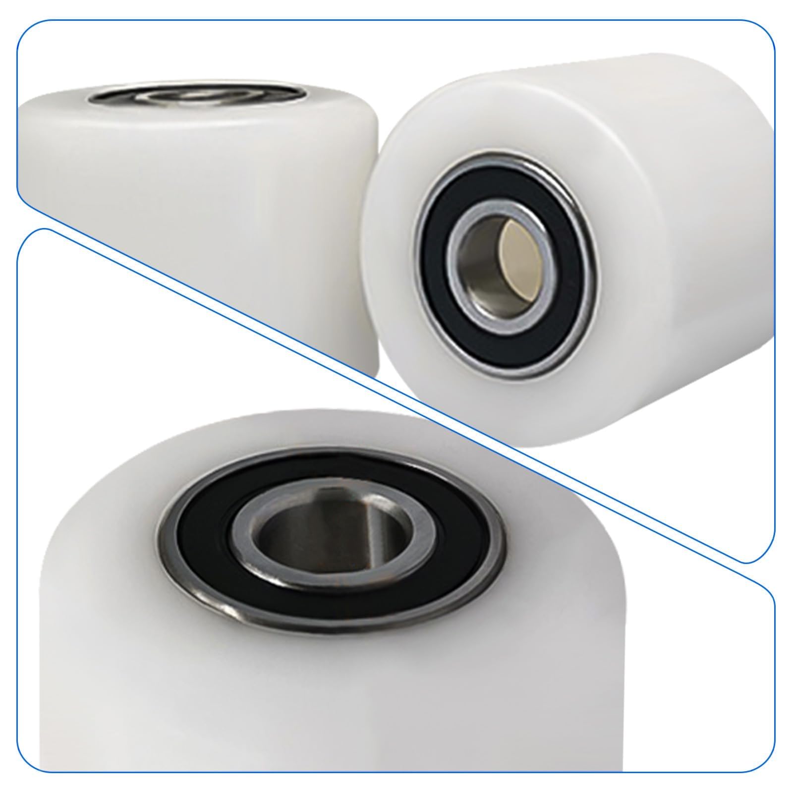 4 ruedas para transpaleta de poliamida, nailon, 80 x 70 mm, eje de 20 mm, con rodamiento de bolas, carga máxima de 1000 kg
