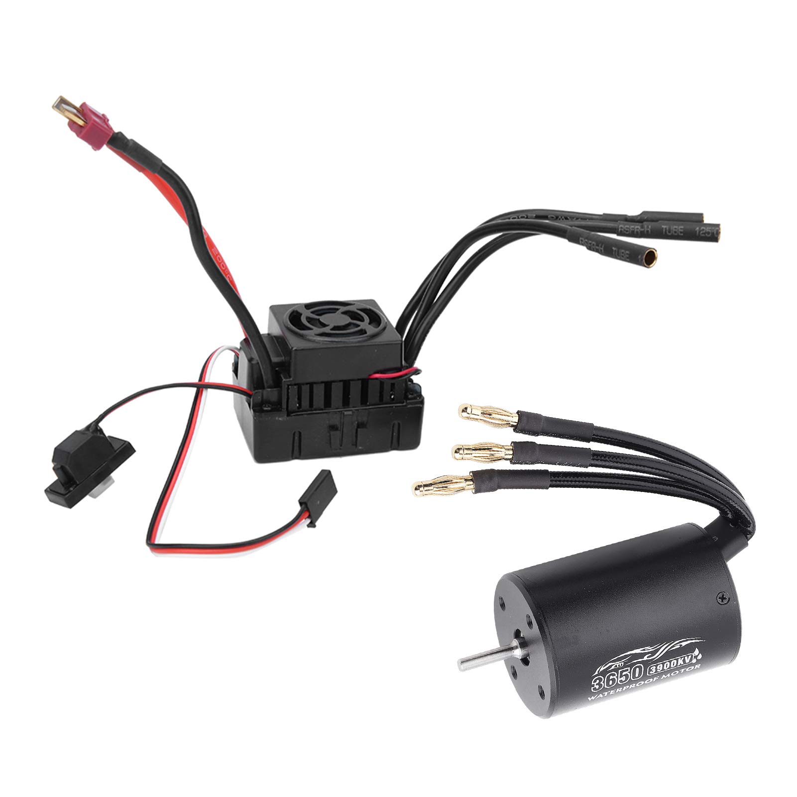Bezszczotkowy Silnik RC, Bezszczotkowy Silnik Surpass-Hobby 3650 + 60A ESC Czarny Wodoodporny Zestaw Pasujący do Samochodu 1/10 RC(3900KV)