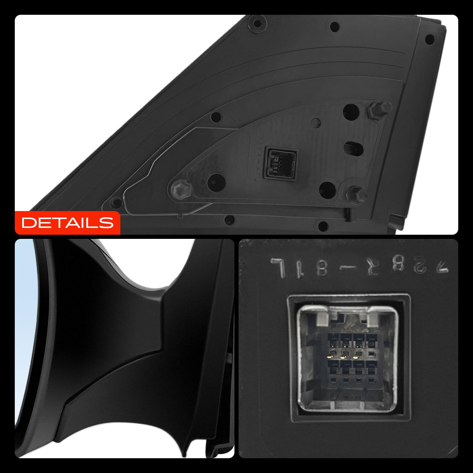 Frankberg Specchietto retrovisore esterno elettrico sinistro a 3 Poli | &-elettrico Regolazione specchietti Interruttore specchietti; Compatibile con: i10 BA IA