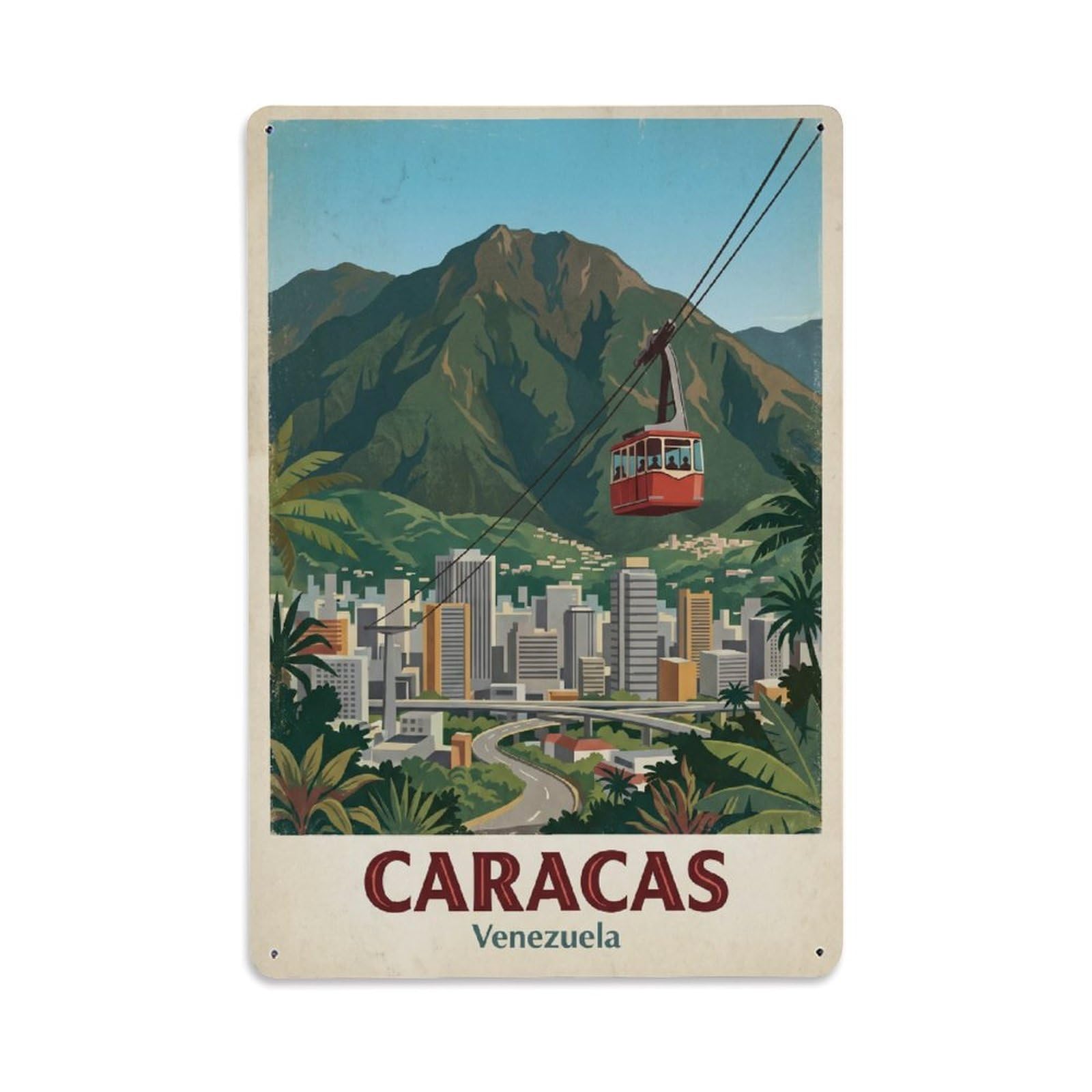 Huiyhb 8X12inch(20X30cm) Travel Venezuela Caracas Retro Metal Tin Sign