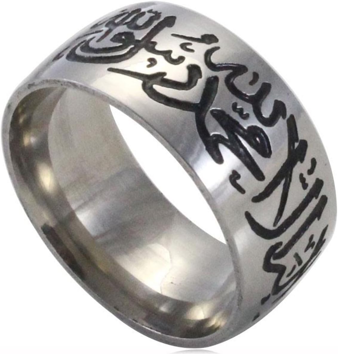 New Muslim allah Shahada stainless steel ring for women men Antique Silver Plated UK seller Muslim Islam (11)