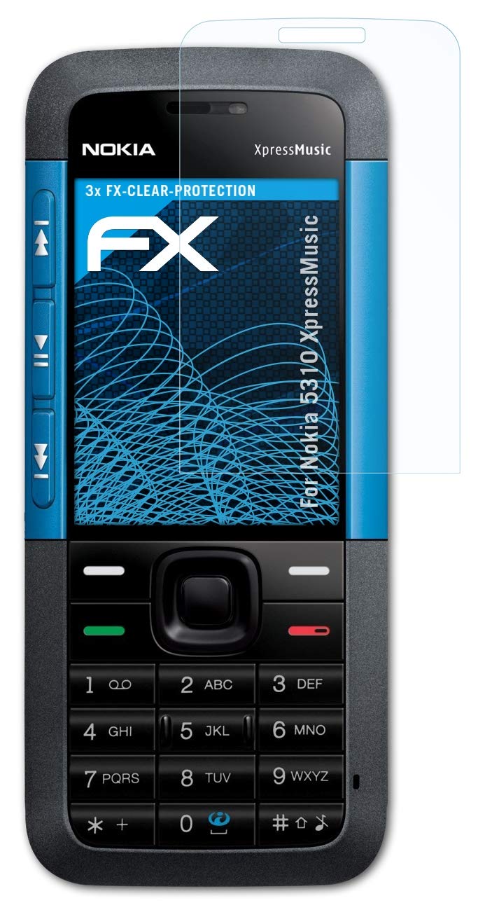 atFoliXScreen Protection Film compatible with Nokia 5310 XpressMusic Screen Protector, ultra-clear FX Protective Film (3X)
