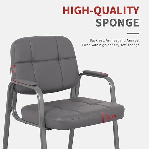 Miniatura 3 de CLATINA Silla de recepción clásica con reposabrazos acolchados y base de trineo, silla ergonómica para invitados para oficina, conferencias, sala de