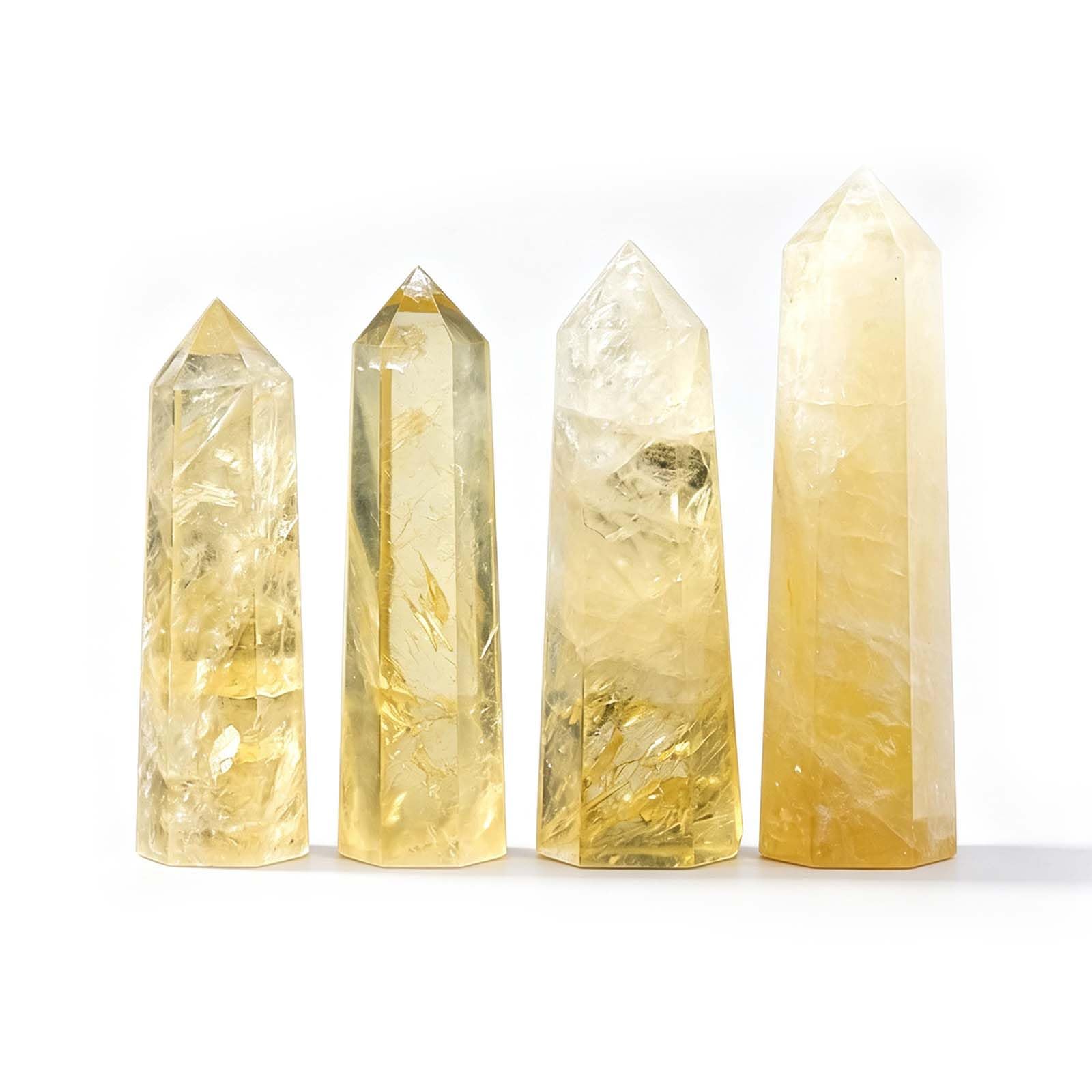 4 Piezas de Piedra Pulida con Varita de Cristal de Citrino Natural