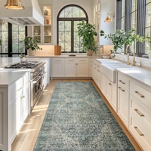 BILEEHOME 2x6 Runners Rug for Living Room,Vintage Floral Waterproof Non