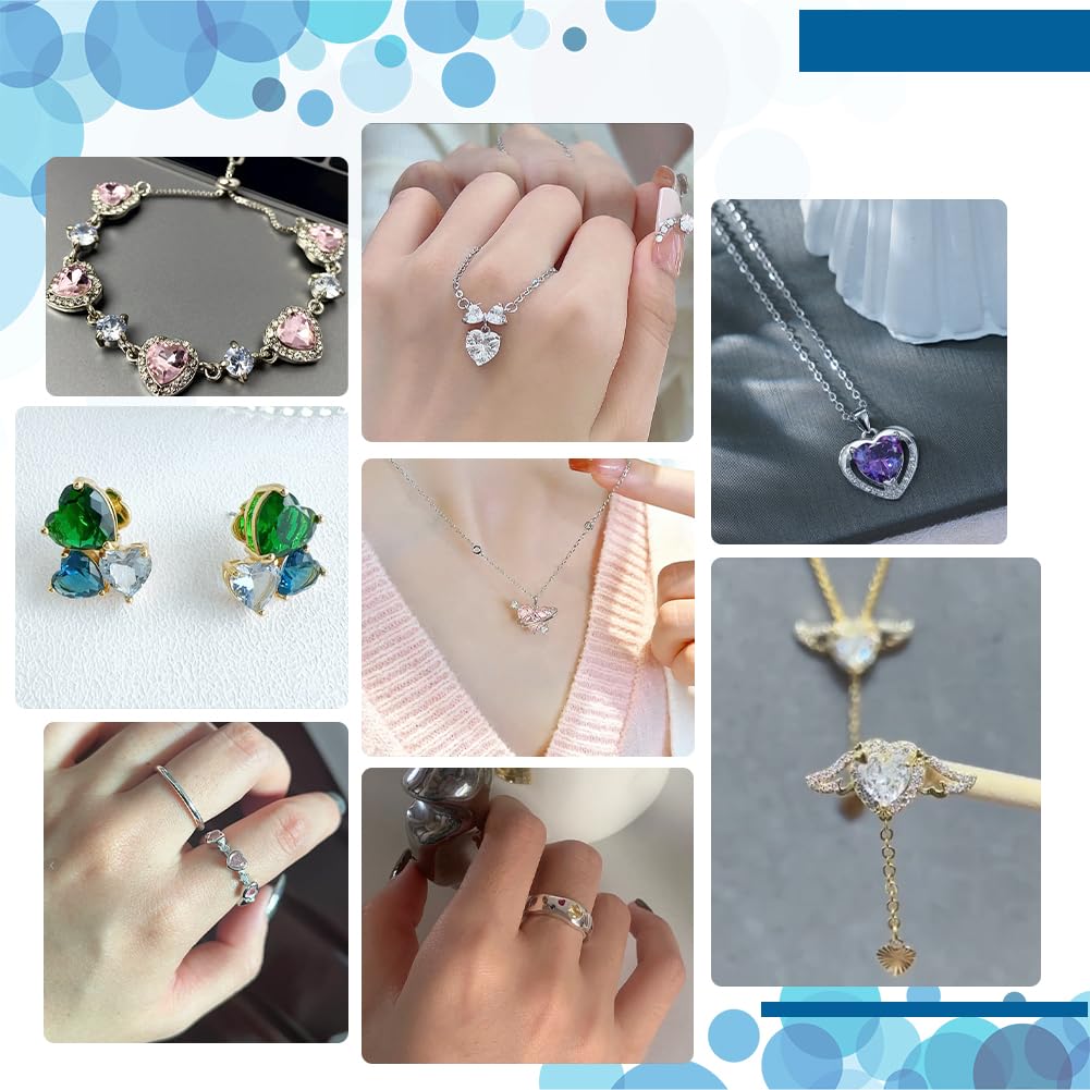 PH PandaHall 80 pietre di zirconia cubica a forma di cuore in 5 misure da 5/6/7/8/9 mm, pietre di zirconia cubica sfaccettate di grado A, piccole pietre di zirconia cubica cabochon per orecchini
