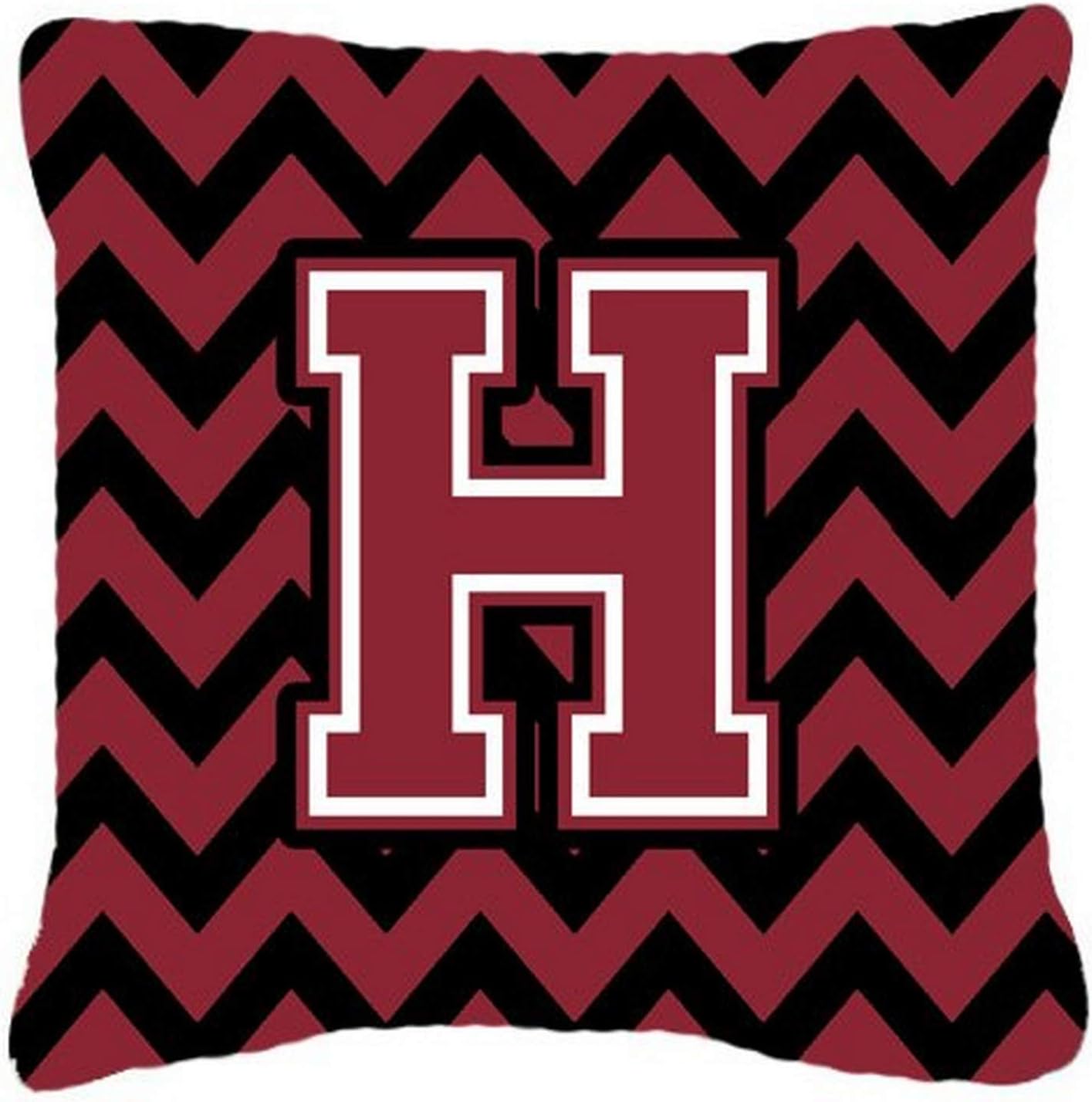 Caroline's Treasures CJ1052-HPW1414 Letter H Chevron Garnet and Black Fabric Decorative Pillow Machine Washable, Indoor Outdoor Decorative Pillow for Couch, Bed or Patio, 14Hx14W