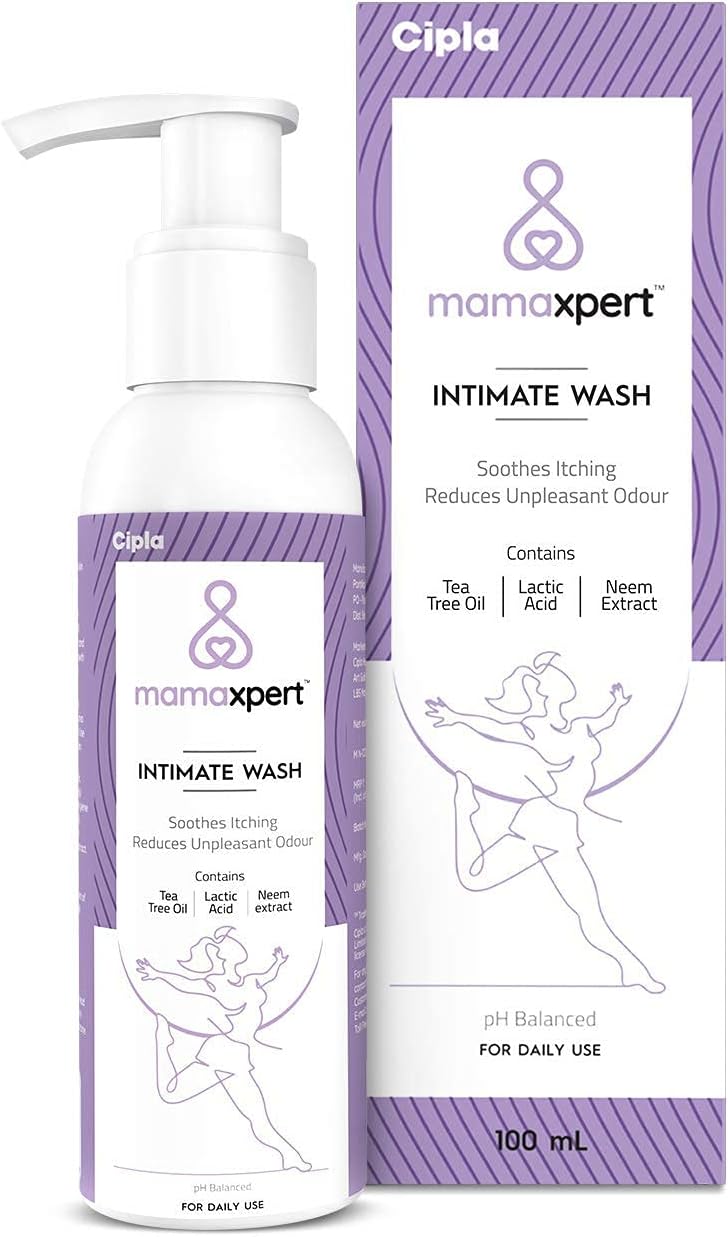 Cipla Mamaxpert Intimate Wash for Women, Enriched with Tea Tree Oil & Neem Extract, Anti-Bacterial Properties Prevents Odour & Infections, Safe During Pregnancy-100ML (Pack of 2)