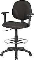 Vista 6 de Boss Office Products B1691-BK Stand Up Taburete de dibujo de tela con brazos ajustables en negro