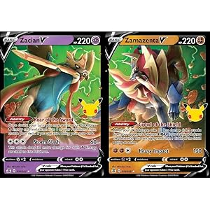Zacian V & Zamazenta V – Pokemon Celebration Card Lot – Legendary Ultra Rare Holo Foil – 018/025 & 016/030