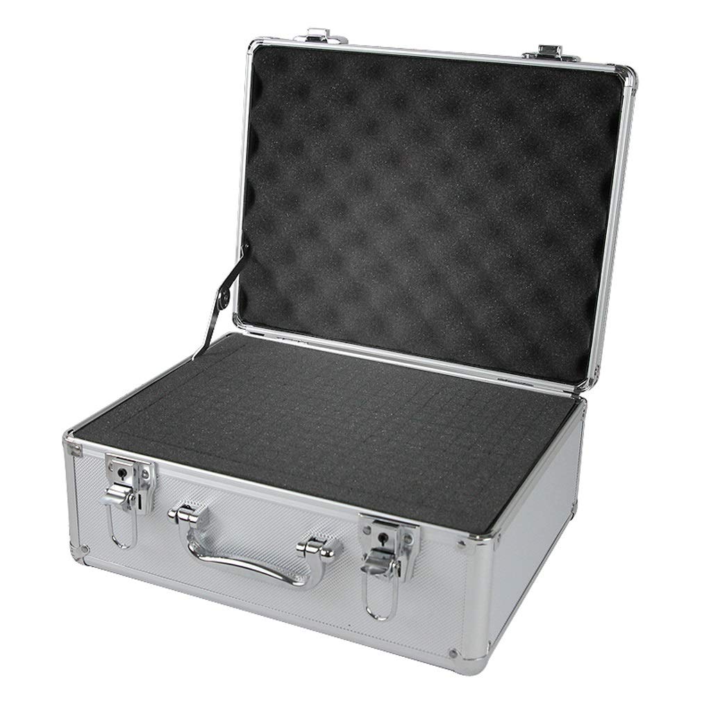 GLETSF Tool Box Storage Case Aluminum Tool Case - Black Foam Insert Carrying Case Briefcase Tool Box Portable Tool Case Waterproof Tool Box-Silver