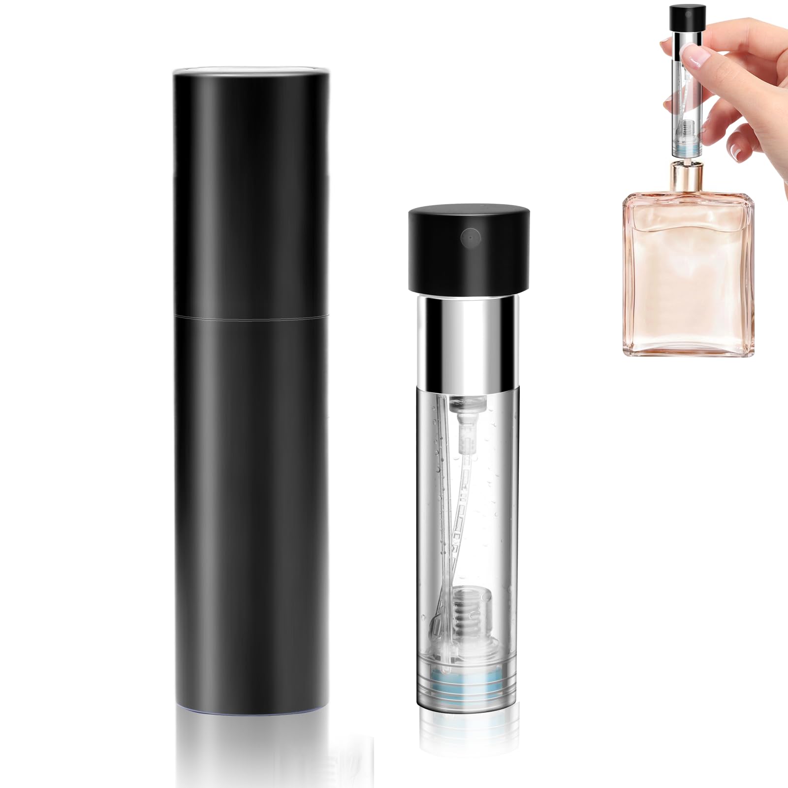 Sponsored Ad – FYY Travel Perfume Atomiser Refillable - 5ml Mini Refillable Perfume Spray Bottle, Leaking Proof, Bottom Pump without Funnel Luxurious Perfume Bottle Black