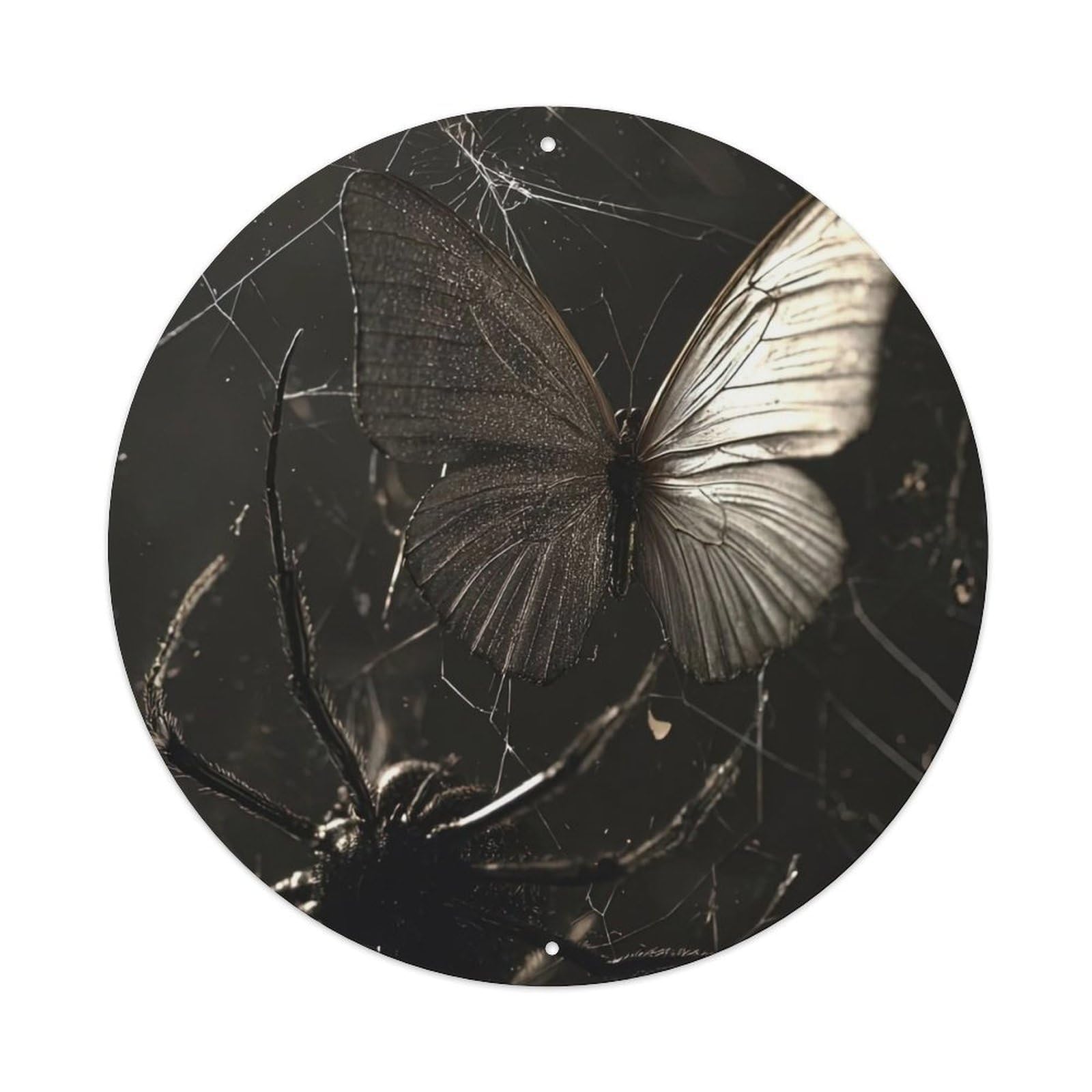 Cwbufd Vintage Style Animal Spider Butterfly Gothic Aesthetic Dark Horror Vintage Metal Tin Sign Plaque Wall Decor For Cafe, Club Bar, Office, Garden Metal Poster 8X8inch