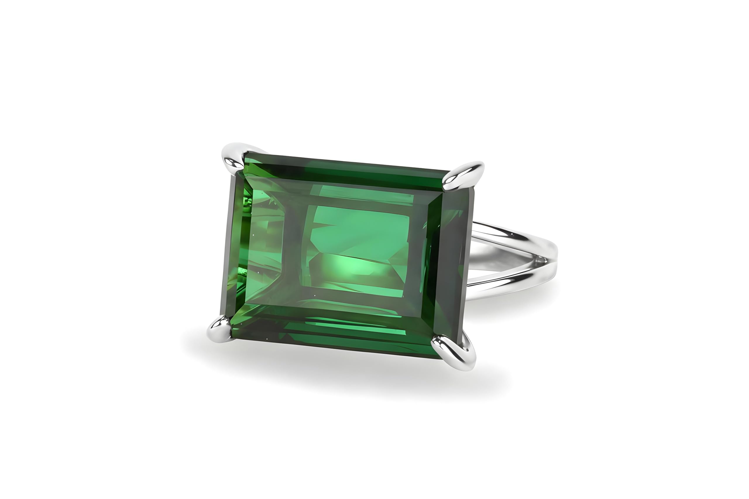 Luxueuse Bague d'Émeraude en Or 14k - Bagues Artisanales pour Fiançailles, Mariage, Mode, Bijoux Cadeaux - Boho, Statement, Bagues Vintage pour Femmes