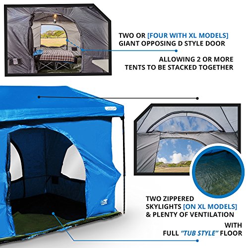 The Original-Authentic Standing Room 12X12 Family Cabin Tent 8.5 ' of Head Room 4 Big Screen Doors Fast Easy Set Up,Full TUB Style Floor Canopy Frame NOT Included - Thumbnail 4