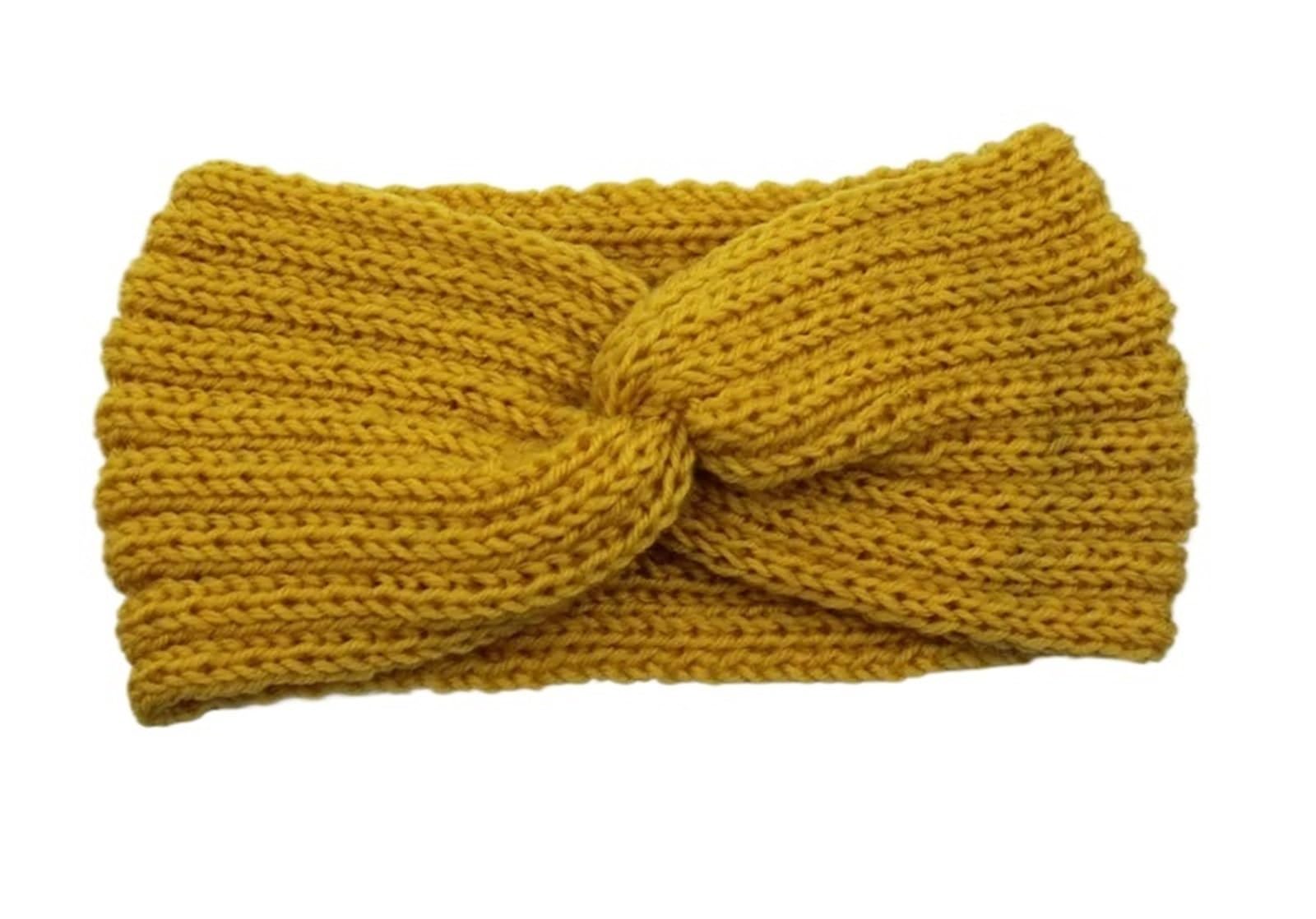 Winter-Haarband 3 stücke Frauen Stirnband Einfarbig Elastische Haar Bands Twisted Gestrickte Turban Headwrap Winter Mädchen Haarband Haar Zubehör Zur Dekoration(Yellow A)