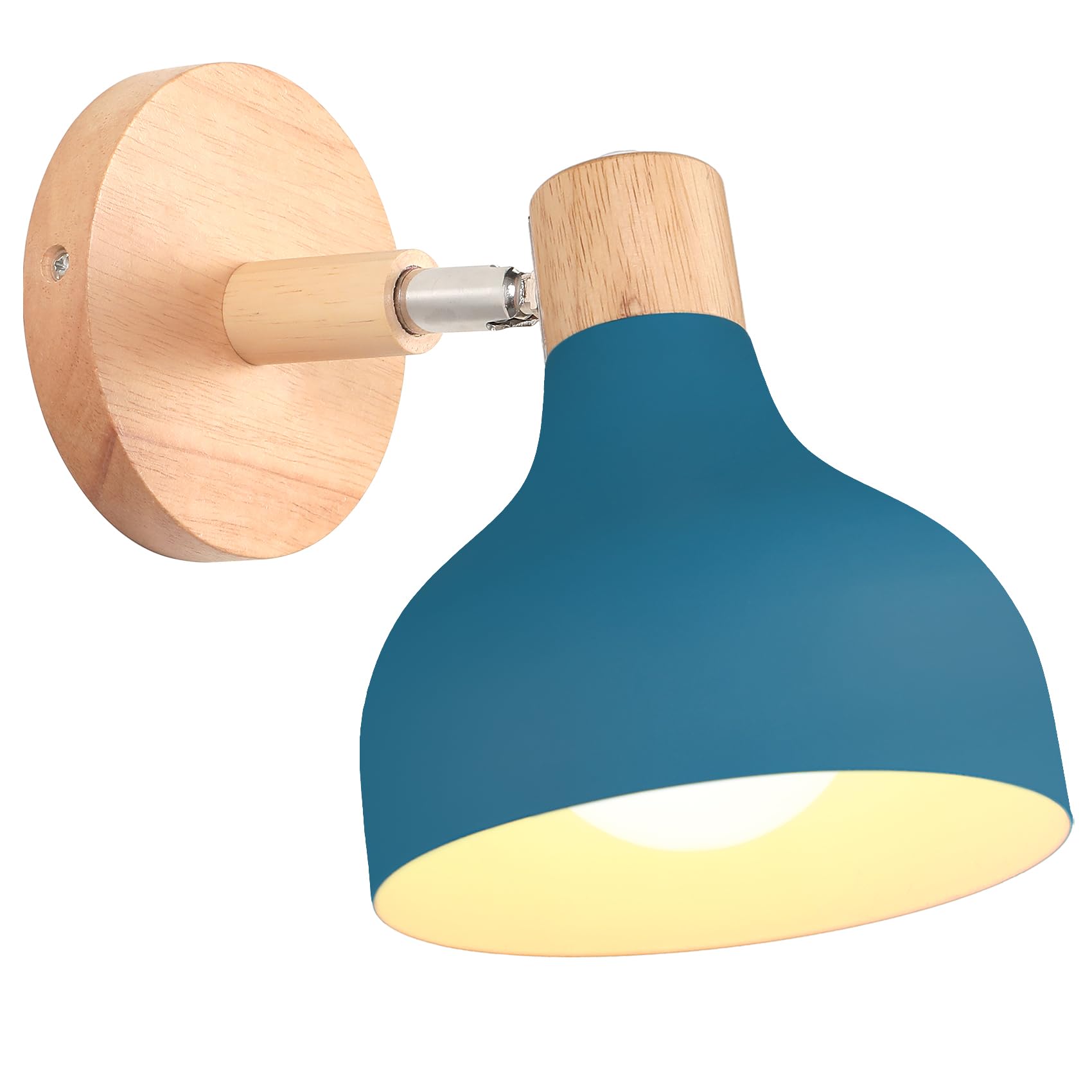 iDEGU Retro Interior Wall Light 15 cm Adjustable Wood Metal E27 Industrial Spotlight LED Ceiling Light Vintage Wall Lighting for Living Room Bedroom Bathroom (Oxford Blue)