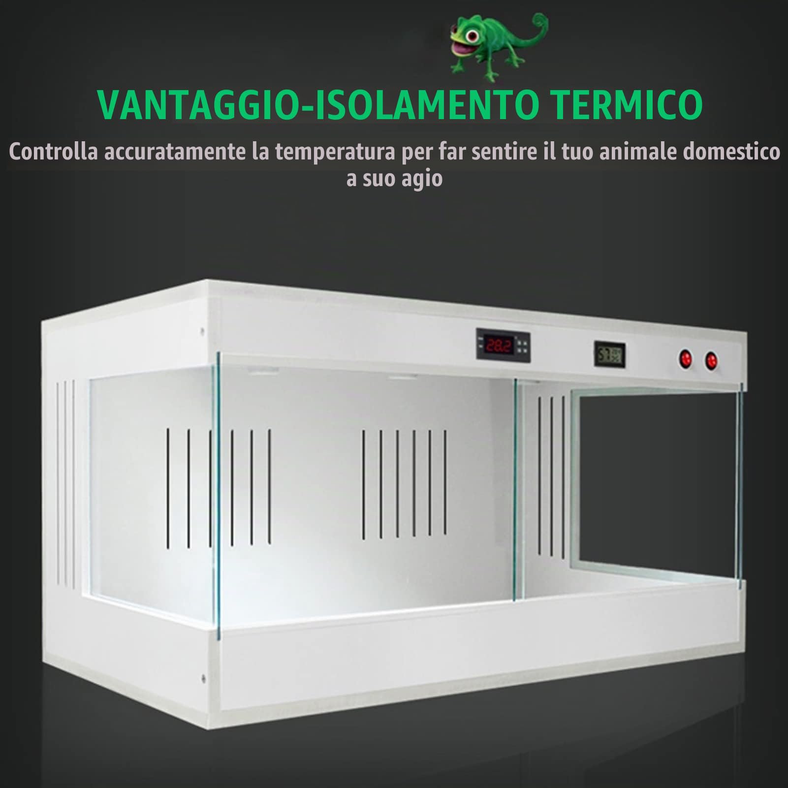 Terrario per Rettili Vetro Panoramico in PVC per Tenere al Caldo Il Serbatoio Alto E Ampio Serbatoio per Rettili per Lucertola Serpente Drago Barbuto Tartaruga Camaleonte