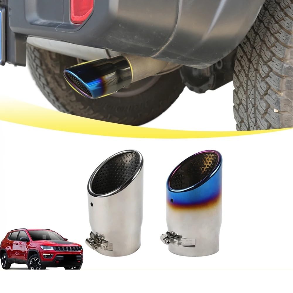 Edelstahl Wellrohr Passend für Jeep Compass 17–25 Auspuffspitze Endrohr Ersatz-Auspuffrohr-Schalldämpfer-Verlängerung Auspuff Flexrohr(Model A)