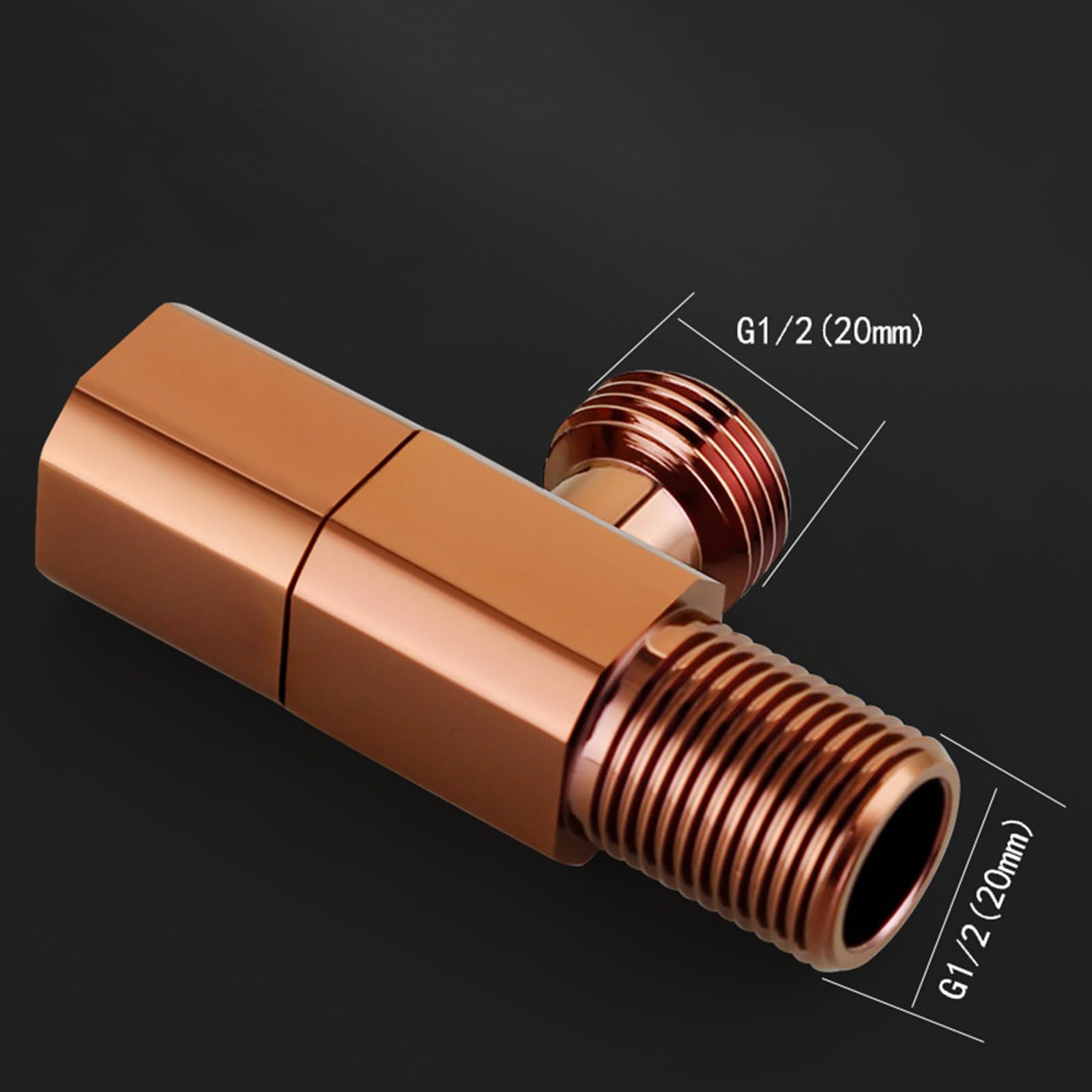 Llave de Escuadra 1/2 de Latón con Núcleo Cerámico Válvula Angular Caliente y Frío de Pared para Baño, Cocina,Oro Rosa
