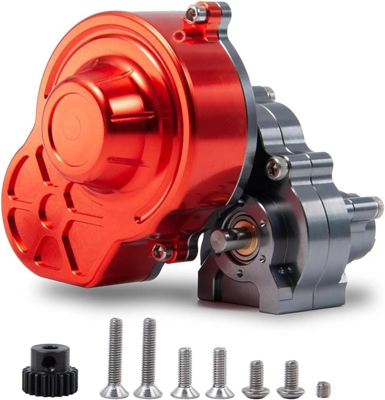 Transfer Case Shift Motor 48P All Metal Transmission Box Reverse Gearbox With Motor Gear Protective Cover For 1/10 RC Crawler Car SCX10 Transfer Case Shift Actuator Motor