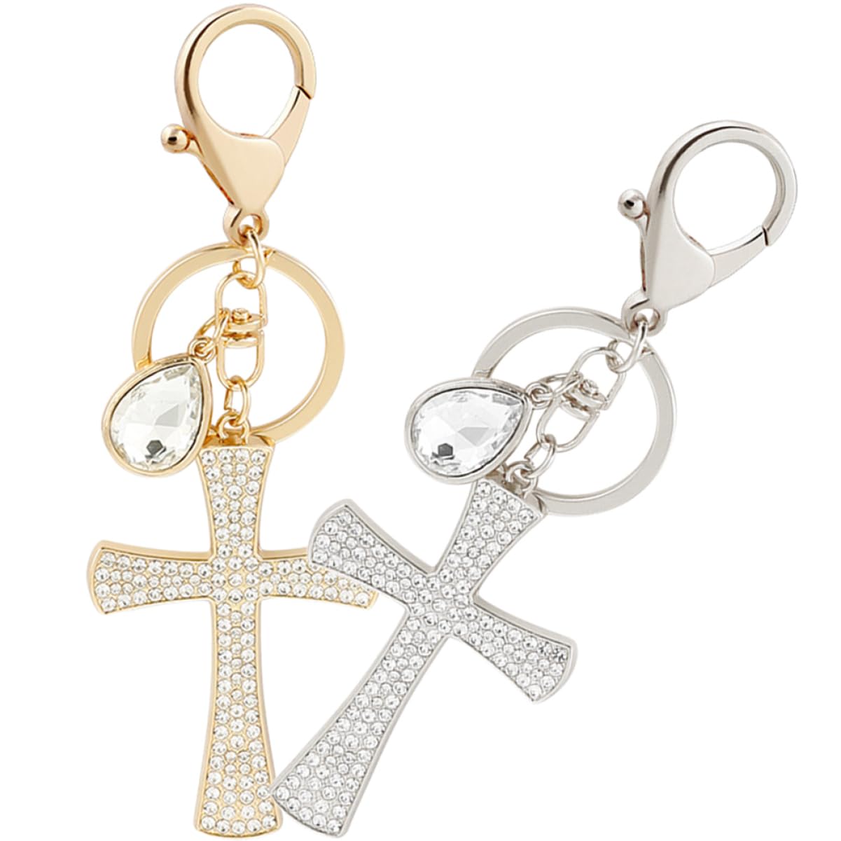 CALLARON Kreuz Schlüsselanhänger Kreuz Für Auto Auto-schlüsselanhänger Glänzender Schlüsselanhänger Schlüsselbund Kreuzschlüsselhalter Kreuz Charme Strasssteine Golden