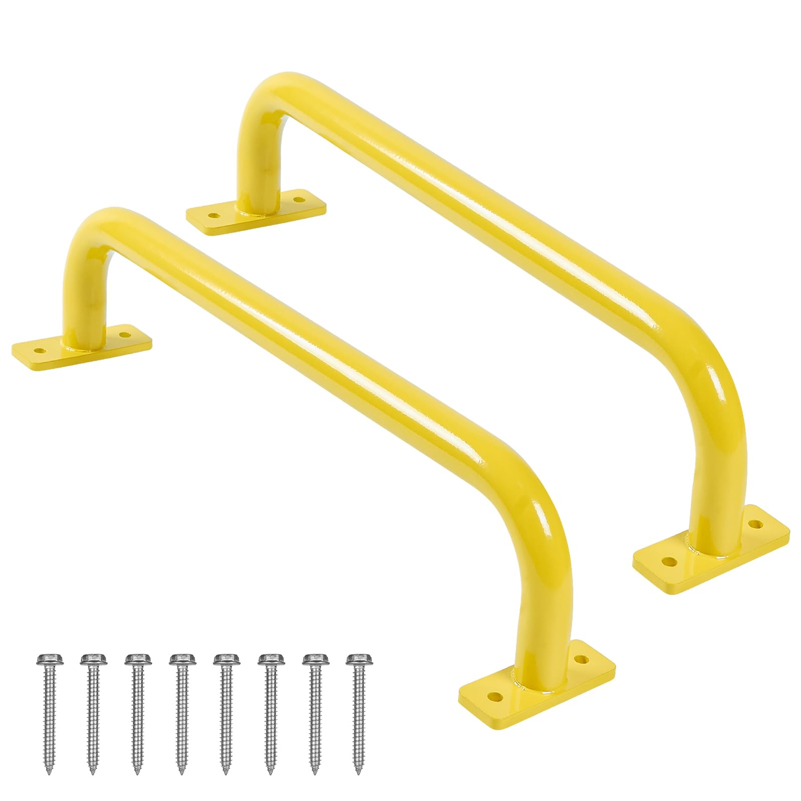 ESPETS 2 Pack 17 Inch Metal Playground Accessories Safety Handles Yellow, Playset Grab Bar, Swing Set Attachment Hand Grips, Indoor Climbing Handle Monkey Bars for Play Structure