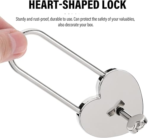 Vista 15 de 1 candado pequeño en forma de corazón, cerradura de corazón de metal con llave para caja de joyería, caja de almacenamiento, libro diario, oro rosa
