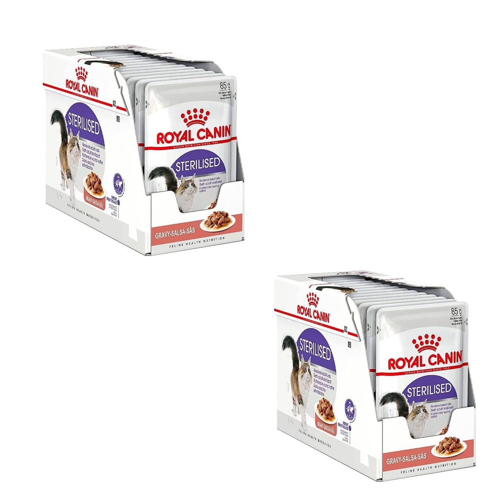 Royal Canin Esterilizado en Salsa | Doble Pack | 2 x 12 x 85 g | Alimento Completo para Gatos Adultos | Especialmente para Gatos esterilizados a Partir del 12º Mes | Trozos en Salsa