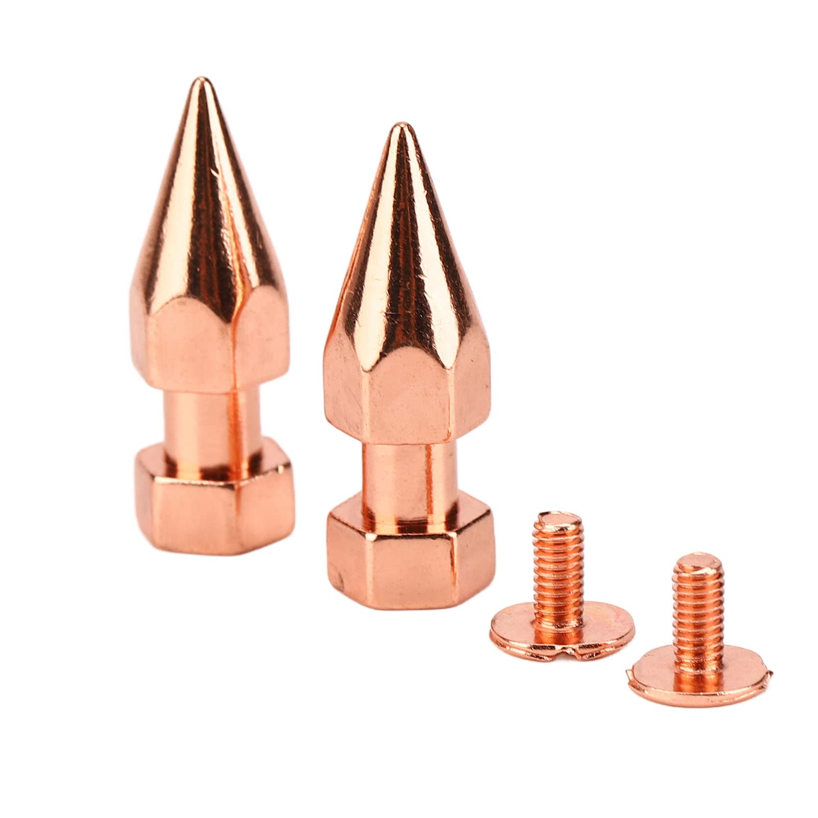 JEOZBM 100 Sets Nieten und Spikes, Kegelförmige Spikes Aus Roségoldenem Metall, Punk-Kleidungsspikes, Schraubnieten, Nieten für DIY-Schuhe, Gürtel, Taschen, Kleidung(8 * 26mm-Roségold)