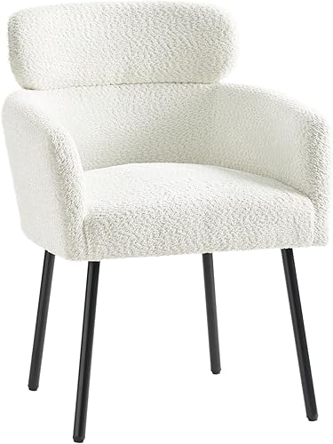 Miniatura 6 de HULALA HOME Sillas de comedor Sherpa con brazos, sillas de comedor modernas con patas de metal, sillas de cocina tapizadas con pies ajustables