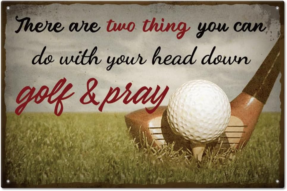 GLOBLELAND Vintage Golf Play Metal Tin Sign Plaque Poster 8×12inch Retro Metal Wall Decorative Tin Signs for Home Kitchen Bar Coffee Shop Club Orchard Decoration