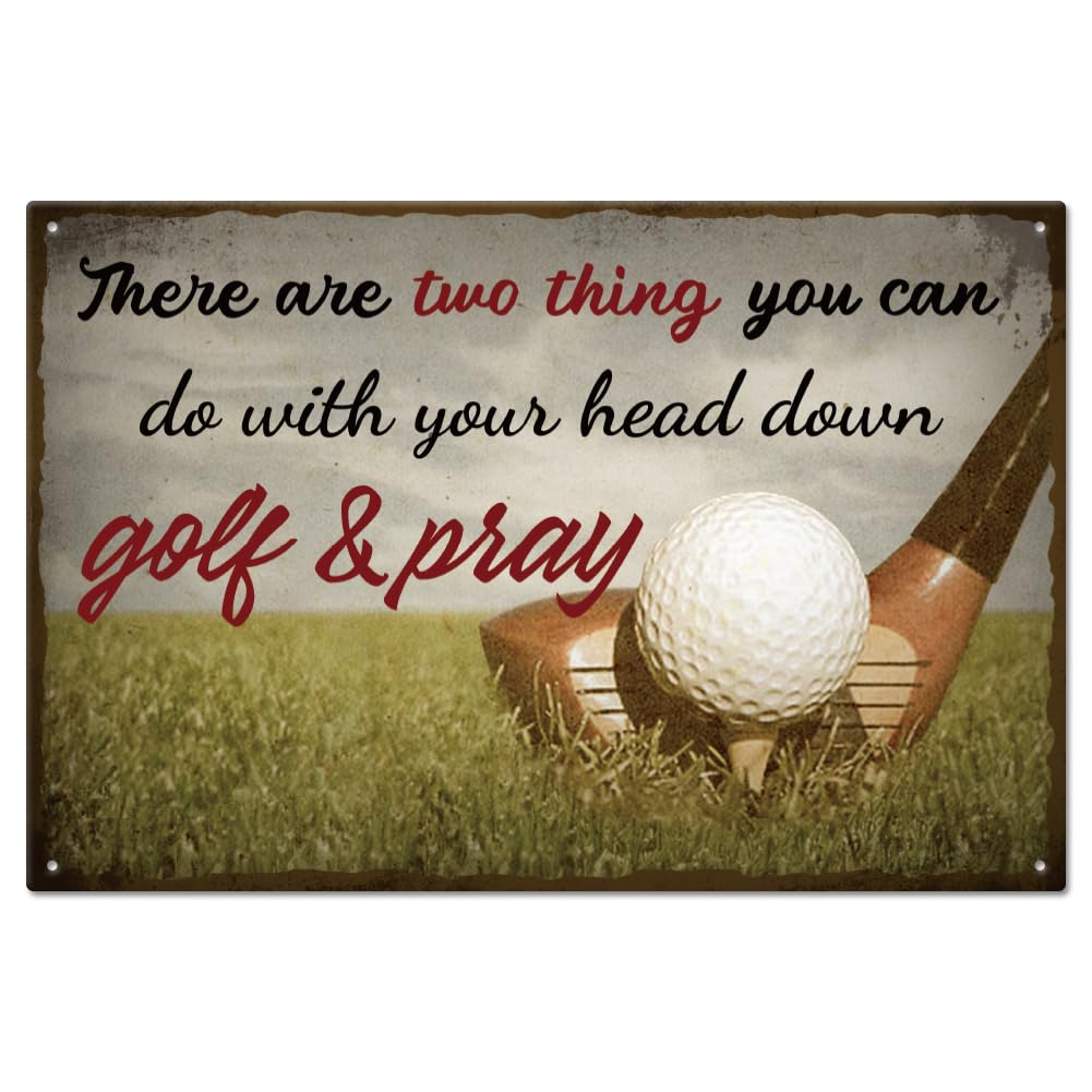 GLOBLELAND Vintage Golf Play Metal Tin Sign Plaque Poster 8×12inch Retro Metal Wall Decorative Tin Signs for Home Kitchen Bar Coffee Shop Club Orchard Decoration